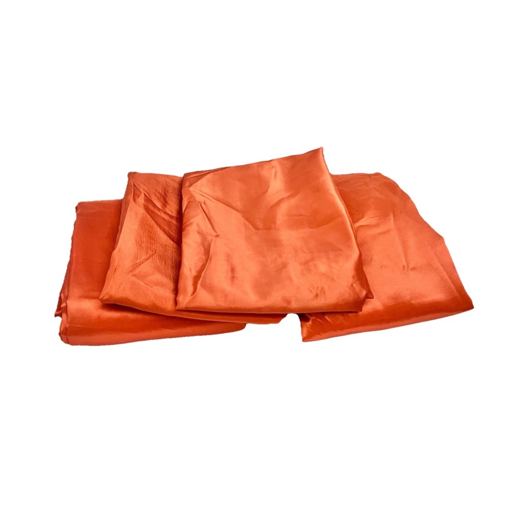 Satin Bedding 4 Piece King Set Pillowcases Sheets Orange Bed Home Decor